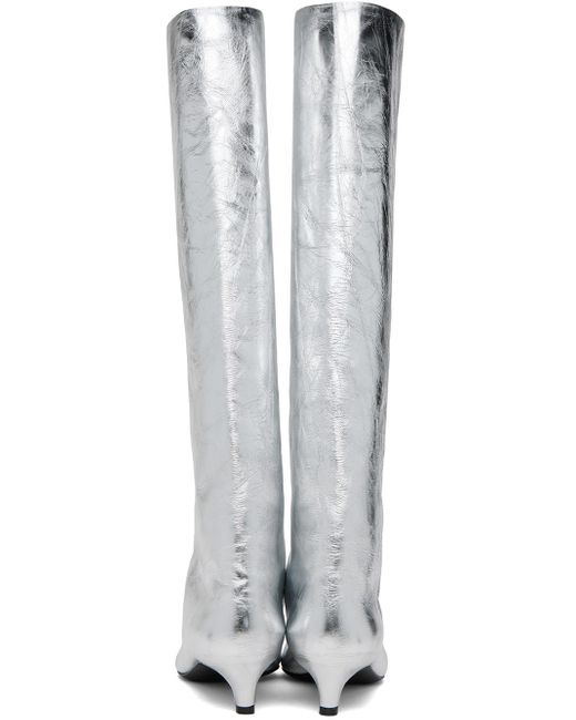 Bottes argenté métallique Jil Sander en coloris White