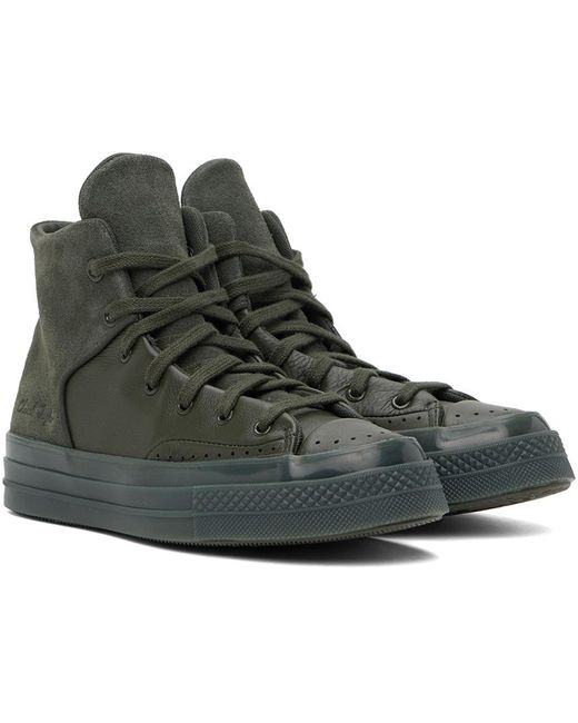 Converse Black Khaki Chuck 70 Marquis Leather High Top Sneakers for men