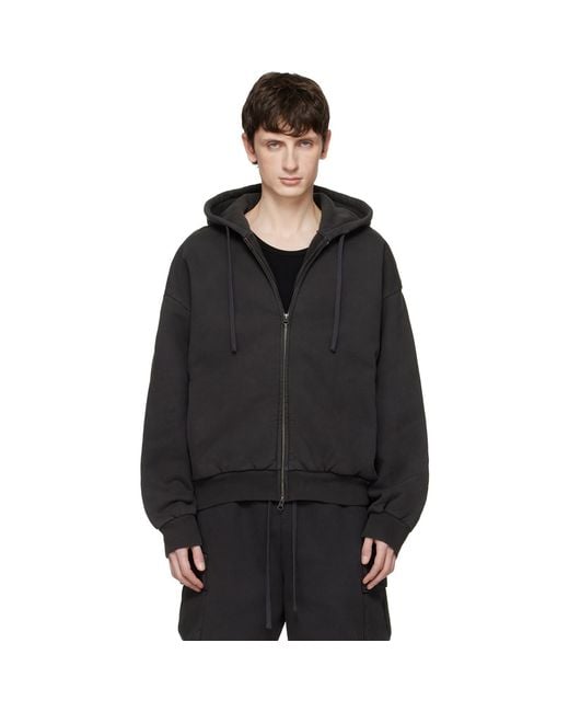 Skims Black Heavyweight Fleece Zip-Up Hoodie for men