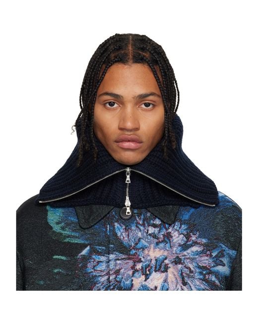 Dries Van Noten Blue Wool Collar for men