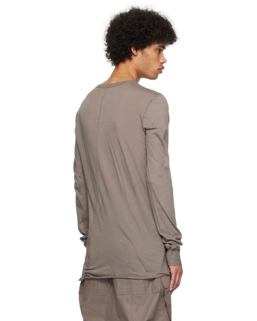 Rick Owens Black Gray Basic Long Sleeve T-shirt for men