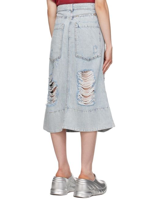 Jupe midi bleue en denim à effet usé Givenchy en coloris Black