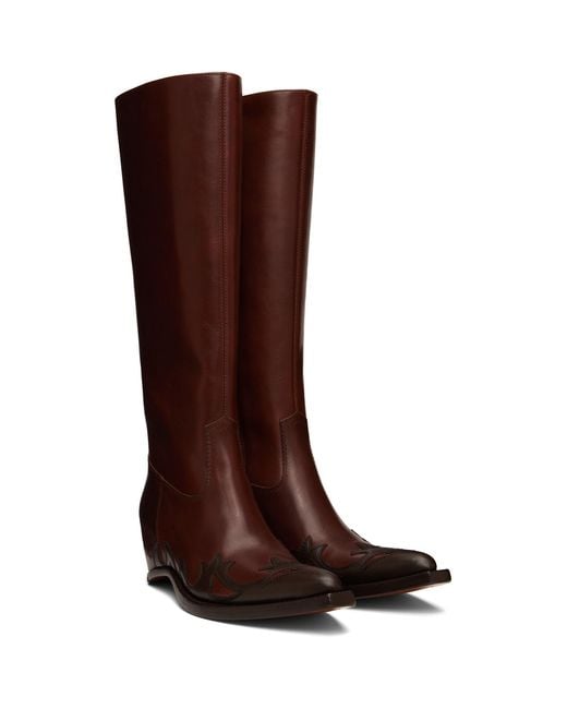 Maison Margiela Brown Tan Heel-Less Western Knee Boots