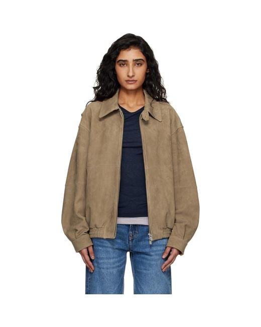 TONYWACK Blue Tan Goat Suede Relaxed Bomber Jacket