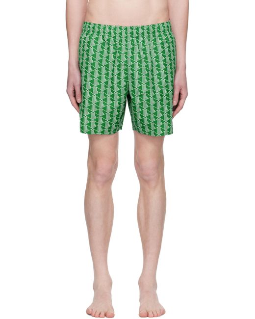 メンズ Lacoste グリーン モノグラム スイムショーツ Green