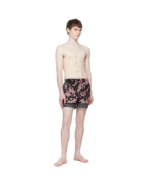 Dries Van Noten Black Printed Swim Shorts for men