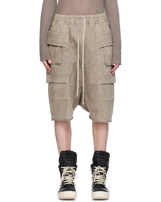 Rick Owens Natural Off-white Creatch Cargo Pods Denim Shorts for men