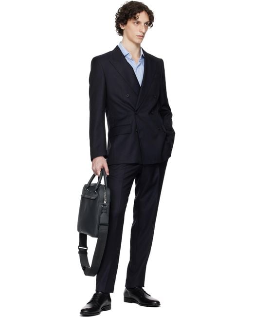 Boss Black Pebble-Grained Faux-Leather Briefcase for men
