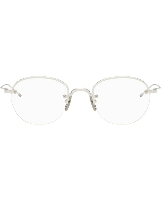 Thom Browne Metallic Thom E Titanium Semi Rimless Oval Glasses for men