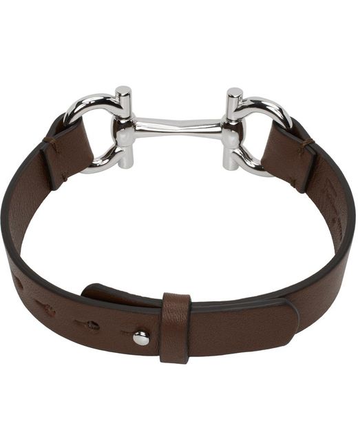 Ferragamo Black Brown Horsebit Bracelet for men