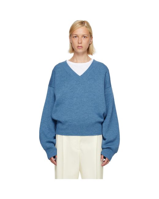Rohe Blue V-Neck Knitted Sweater