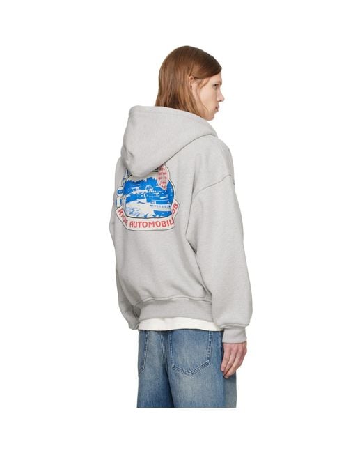 Rhude Gray Automobile Club' Zip-Up Hoodie for men