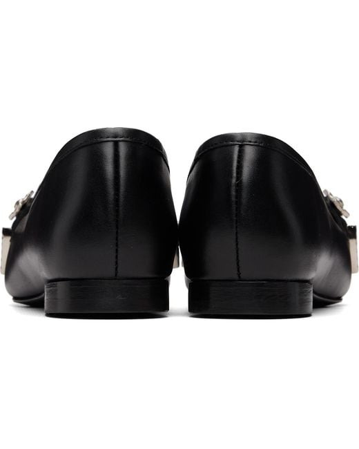 Toga Black Leather Ballerina Flats