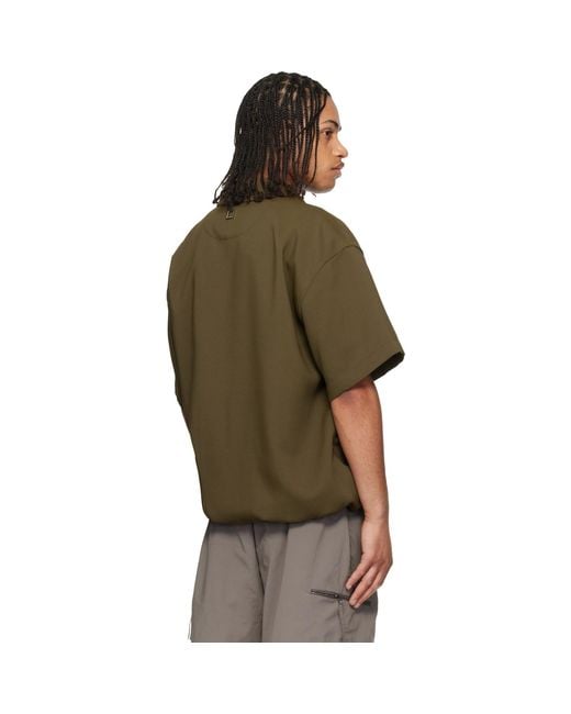 Wooyoungmi Green Khaki Twill Patch Pocket Polo for men