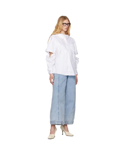 ROKH White Multi Button Broken Shirt