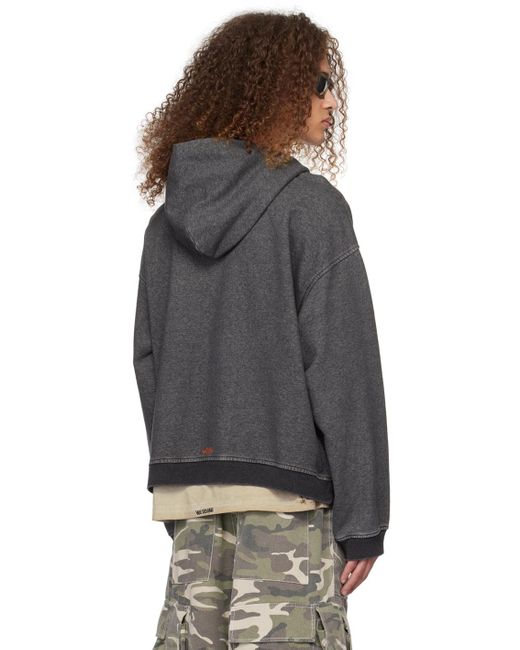 we11done Black Gray Faded Hoodie for men