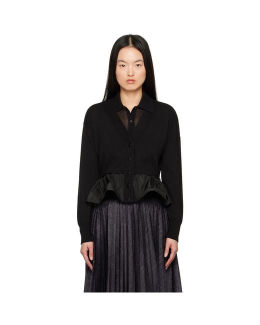Moncler Black Cotton Cashmere & Silk Cardigan