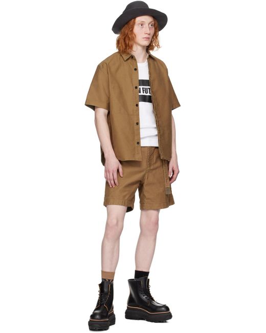 Chemise à poche plaquée Sacai pour homme en coloris Brown
