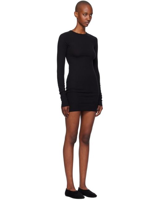 ÉTERNE Black Long Sleeve Crewneck Minidress