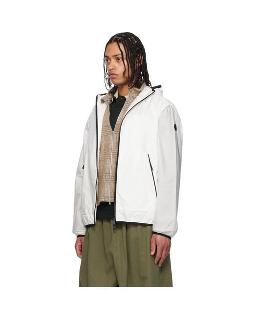 Moncler White Grainer Hooded Windbreaker Jacket for men