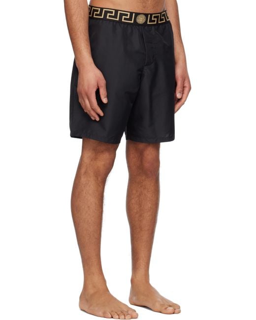 Versace Blue Greca Border Swim Shorts for men