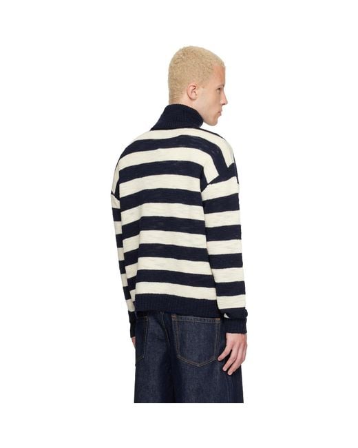 Balmain Blue Off- Mariniere Vintage Wool Turtleneck for men