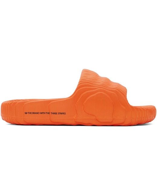 Adidas Originals Black Orange Adilette 22 Slides for men