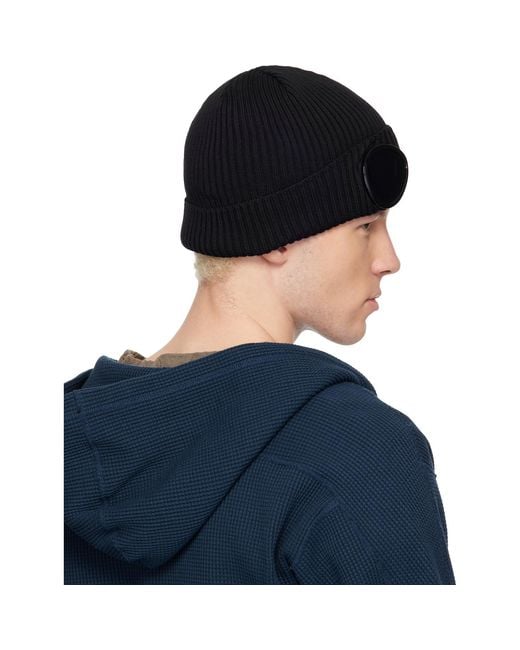 C P Company Blue Cotton goggle Beanie for men