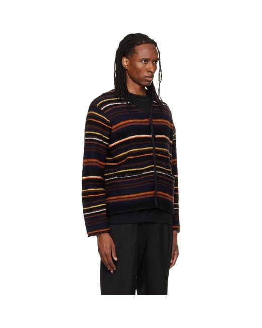 Sacai Black Mix Knit Cardigan for men