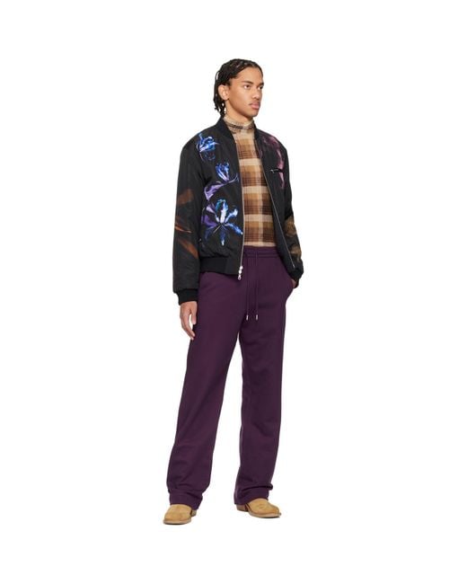 Dries Van Noten Purple Drawstring Sweatpants for men