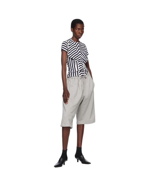 Pushbutton Black Stripe Bra Draping Jersey T-shirt