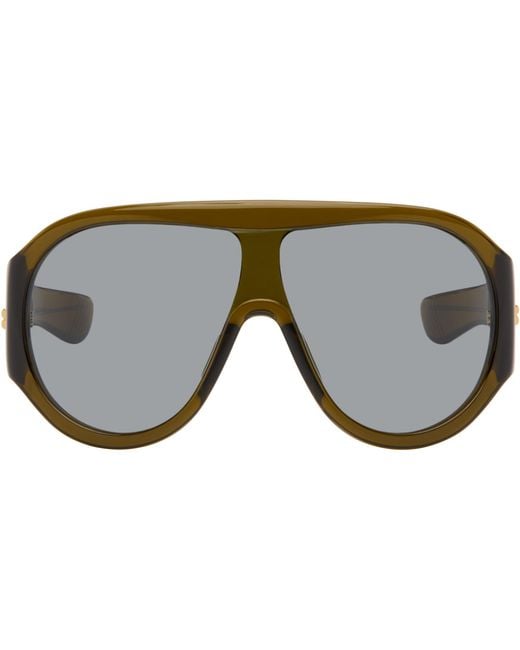 Bottega Veneta Gray Khaki Scudo Shield Sunglasses for men