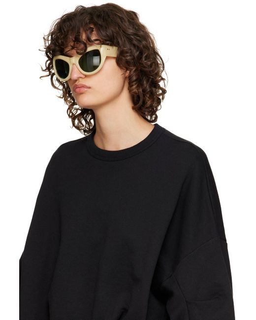 Dries Van Noten Green Ssense Exclusive Beige Linda Farrow Edition goggle Sunglasses