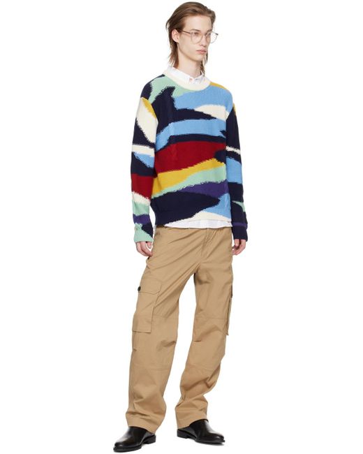 PS by Paul Smith Blue Multicolor Plains Sweater for men