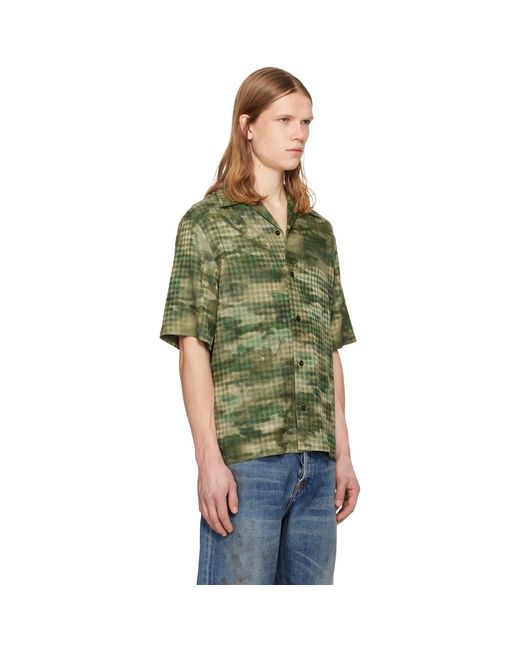 Amiri Green Ma Quad Camo Camp Shirt for men