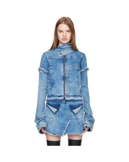 OTTOLINGER Blue Drape Collar Denim Jacket