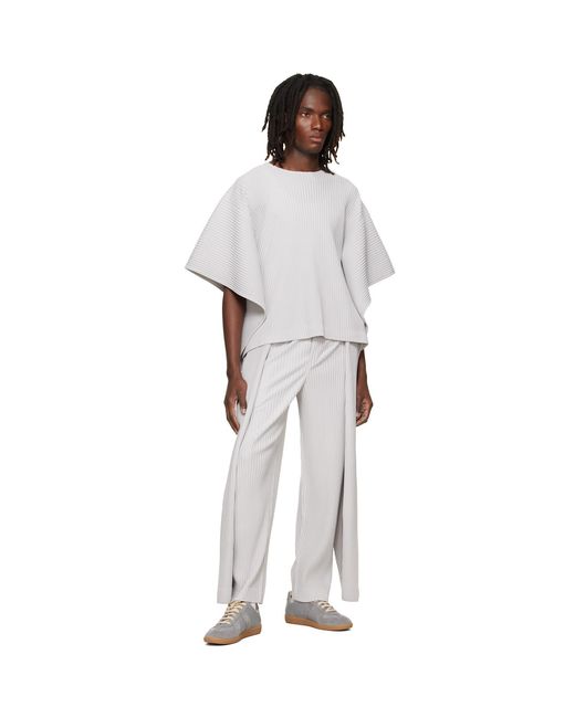 Homme Plissé Issey Miyake Gray Motion Blur Trousers for men