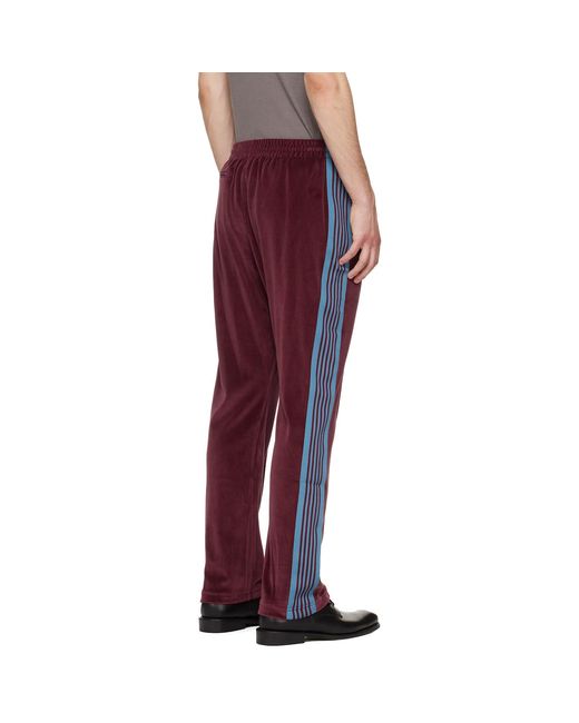 Needles Red Burgundy Narrow Track Pants for men