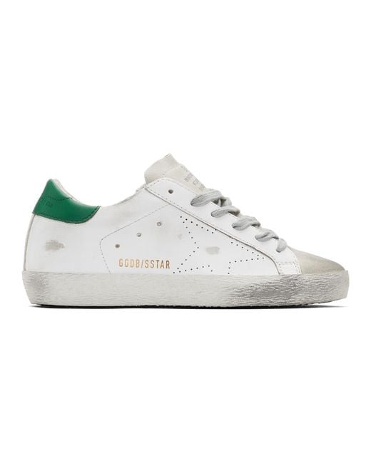 Golden Goose Deluxe Brand White And Green Superstar Sneakers