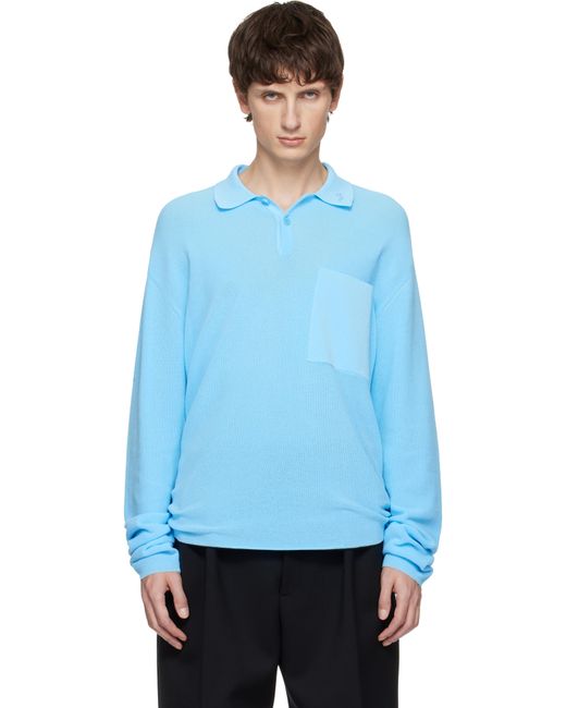 Jacquemus Blue 'Le Polo Tricot' Polo for men