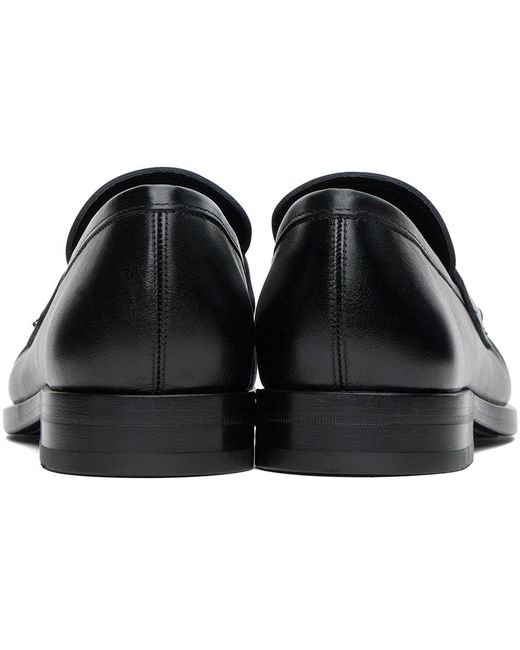 Ferragamo Black Gancini Ornament Penny Loafers for men