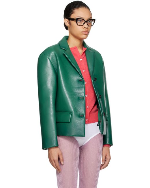 Miu Miu Green Padded Leather Jacket