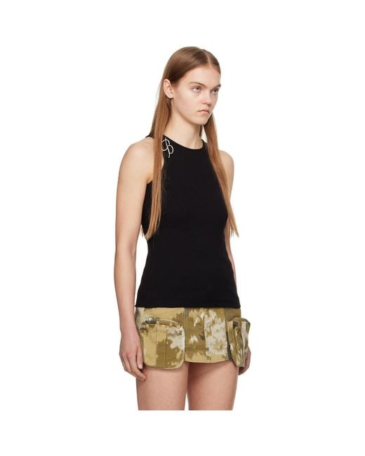 Blumarine Black Crystal Tank Top