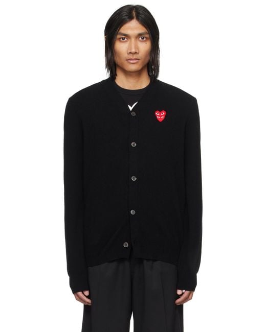 COMME DES GARÇONS PLAY Comme Des Garçons Play Black Layered Double Heart Cardigan for men