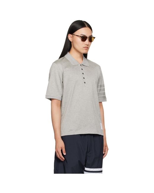 Thom Browne Gray 4-Bar Jersey Polo Shirt for men