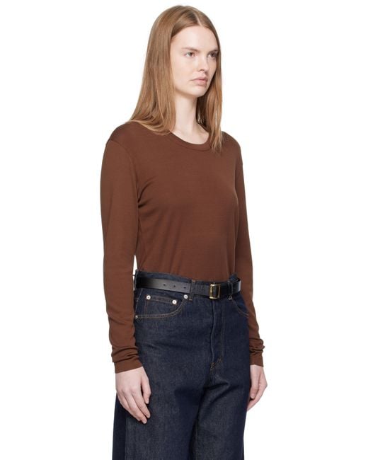 Lemaire ブラウン リブ 長袖Tシャツ Black