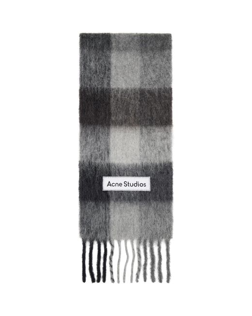 Acne Black Mohair Check Scarf for men