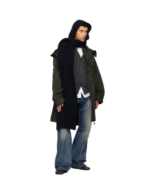 Maison Margiela Blue Wool Hooded Scarf for men