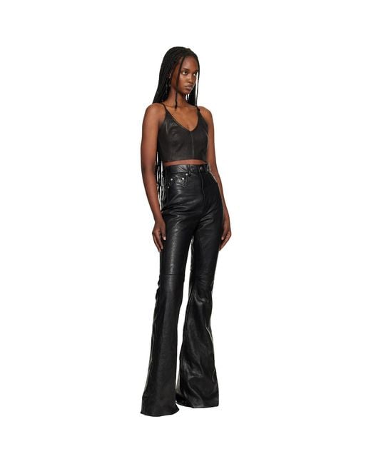 Rick Owens Black Temple Bolan Bootcut Leather Pants