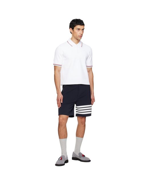Thom Browne White Stretch Viscose Tennis Polo for men